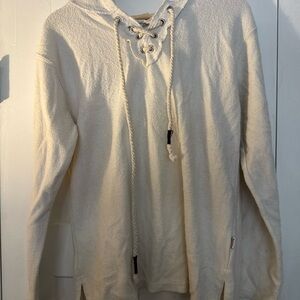 Elegant Cream Lace-Up Women's Hoodie